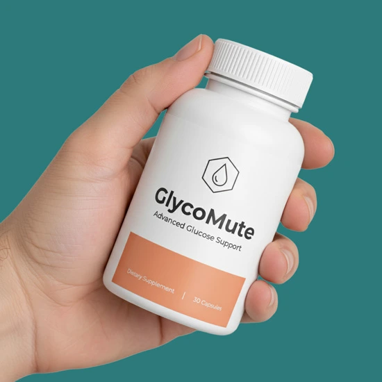 GlycoMute bottle held in a hand
